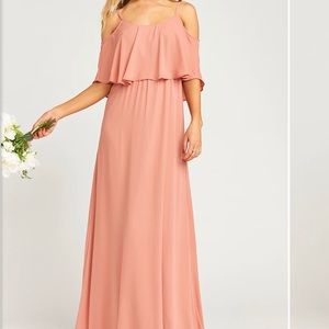Caitlin Ruffle Maxi Dress, Rustic Mauve Crisp